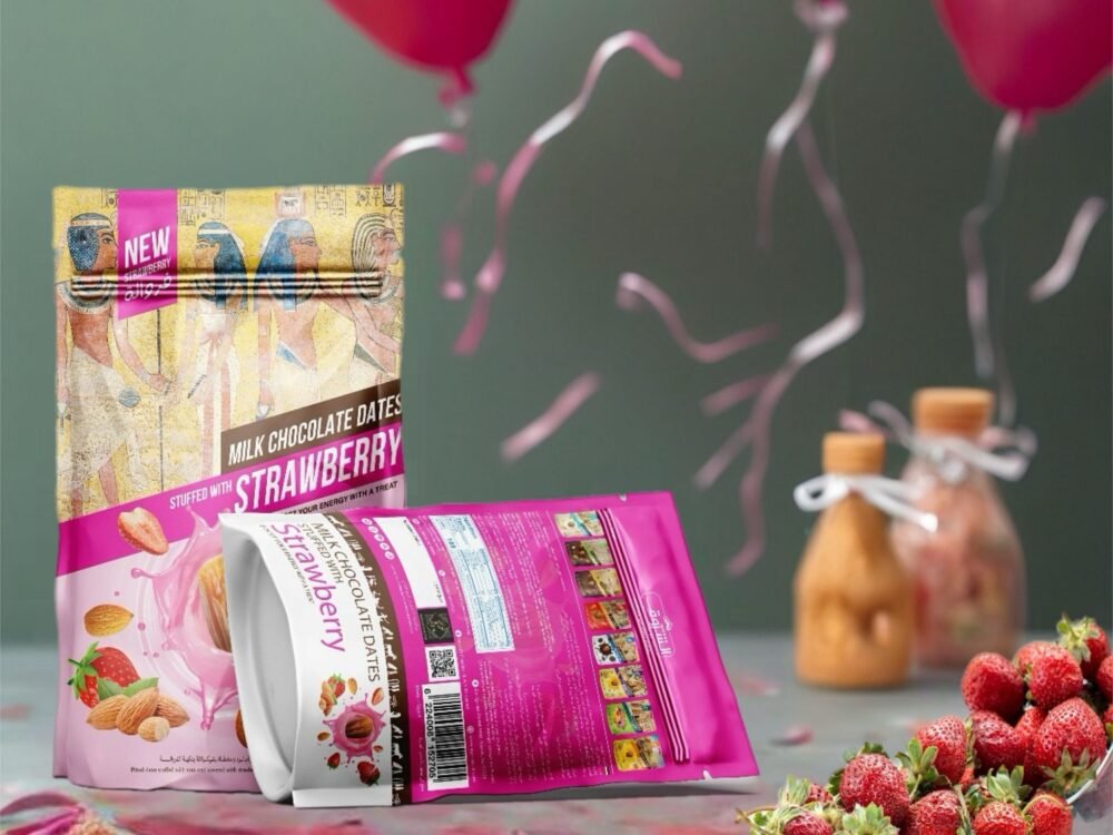 Pitted Dates Stuffed with Almonds Covered in Chocolate with Natural Strawberry Flavor 250g - Image 4